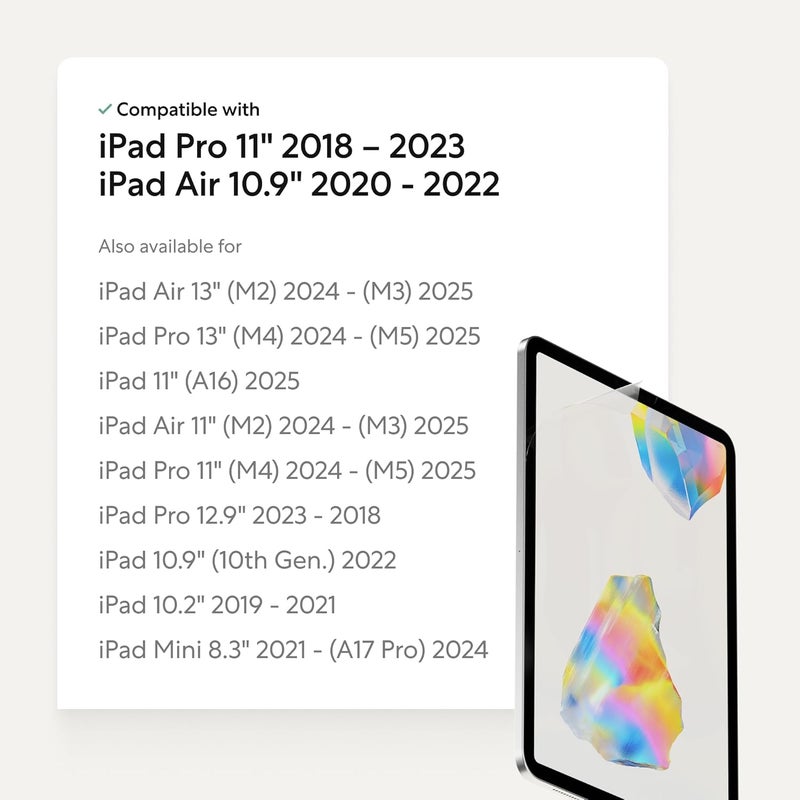 Paperlike 3 واقي شاشة (2x) لجهاز iPad Pro 11” (2018-2023) و iPad Air 10.9" (الجيل الخامس 2022 / الجيل الرابع 2020) – إحساس حقيقي بالورق، تركيب خالي من الفقاعات (فراشة)، يحمي طرف القلم - Image 2